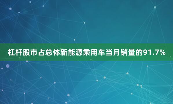 杠杆股市占总体新能源乘用车当月销量的91.7%